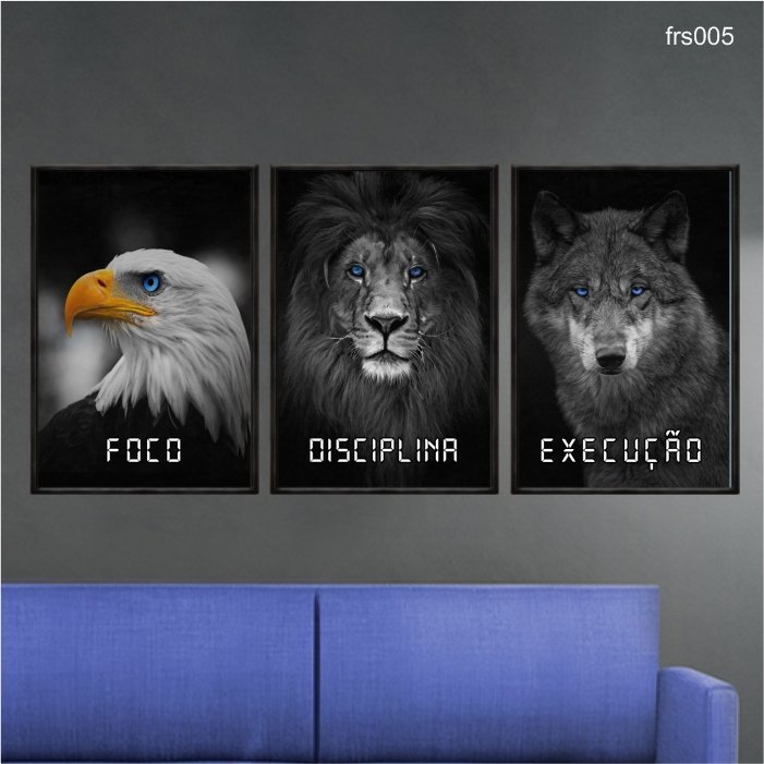 Kit Quadros Decorativos Impressao U V Em Vidro Foco Disciplina