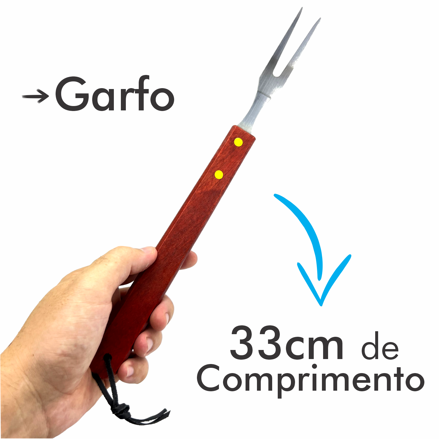 Kit Churrasco Faca Chaira Afiador Pegador Faca Garfo Aço Inox Cabo