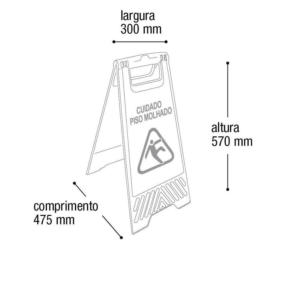 PLACA SINALIZADORA CUIDADO PISO MOLHADO CAVALETE DE CHAO LIMPEZA ALTA