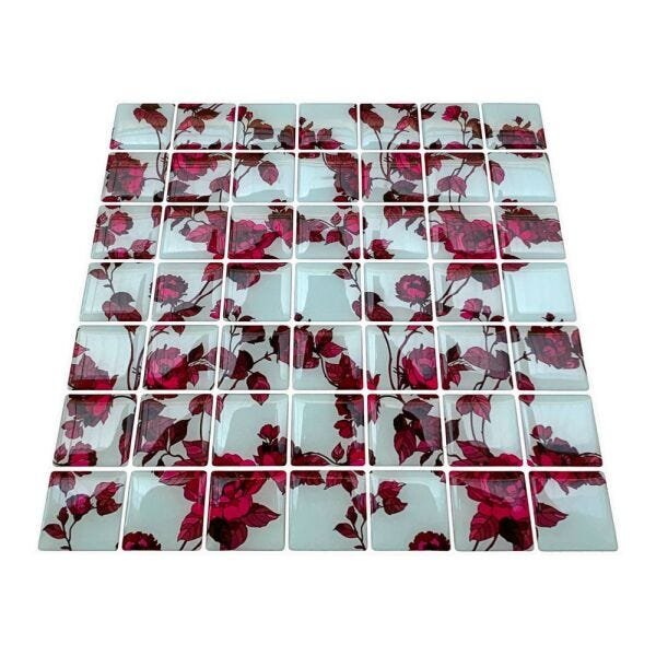 Pastilha Adesiva Resinada Floral Rosa Kit 4 Placas Adesivo 3 M