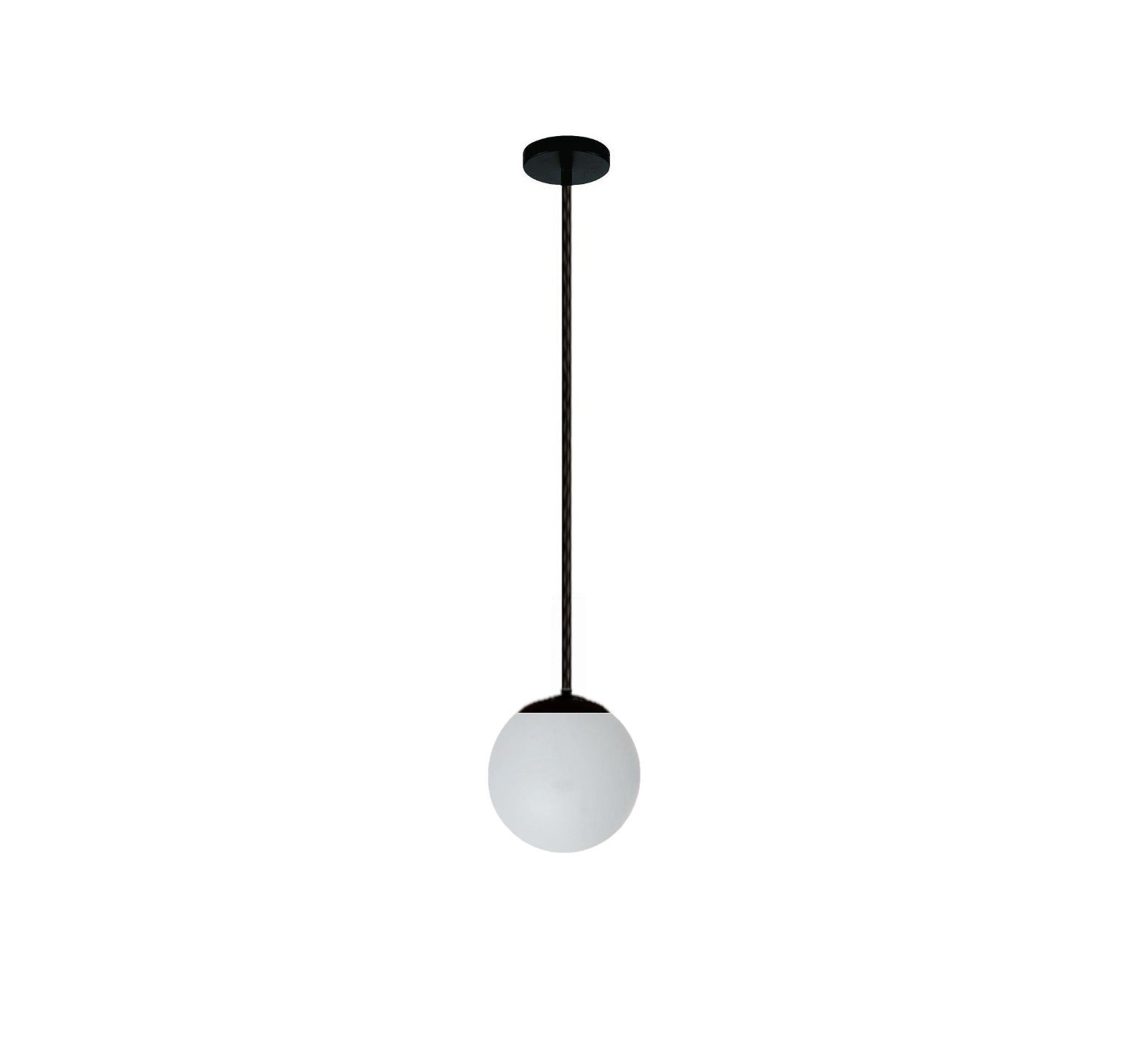 Pendente Moderno Jabuticaba Preto 1 Esfera Globo De Vidro LEITOSO