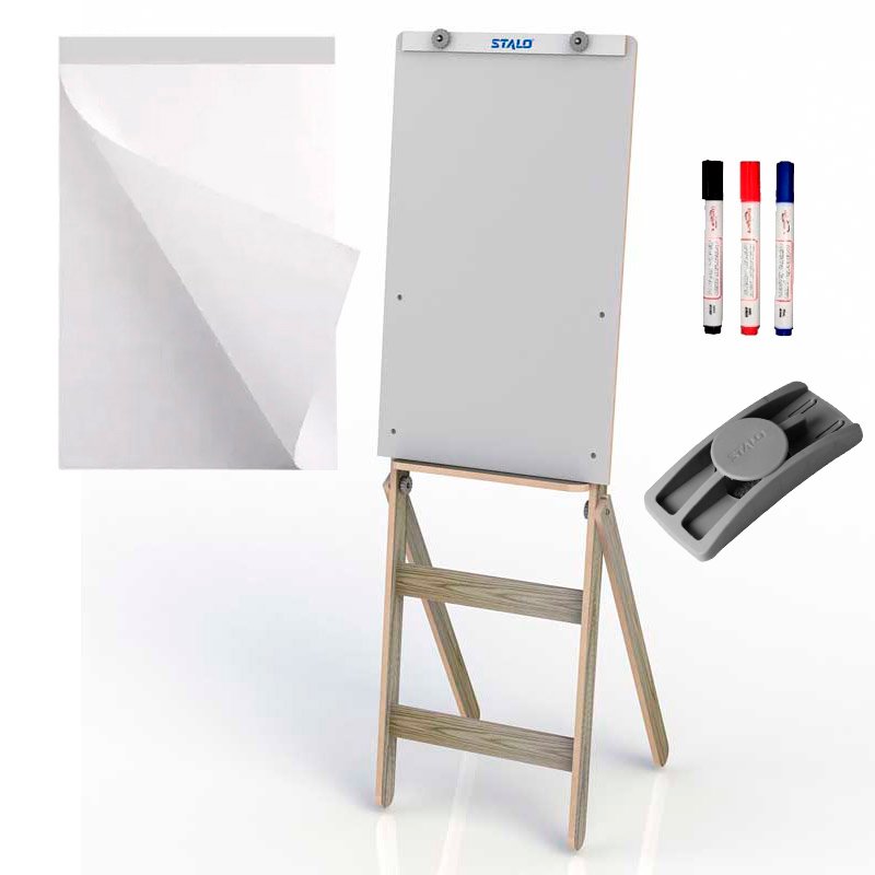 Cavalete Porta Bloco Flip Chart Mdf Quadro Branco Fit Stalo