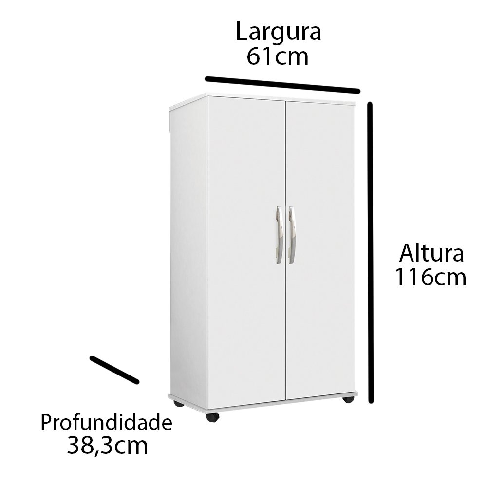 Multiuso 2 Portas e Pés Rodízios Nara Branco Móveis Primus