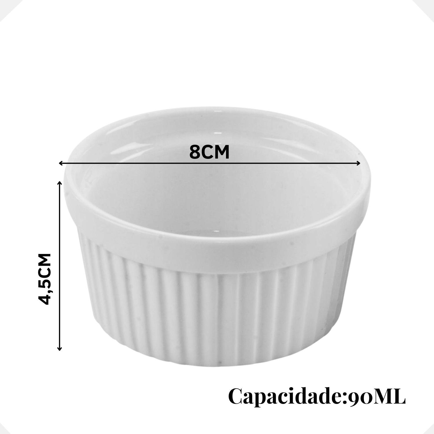 Conjunto Ramequim Canelado Ml Porcelana Branco Madeiramadeira