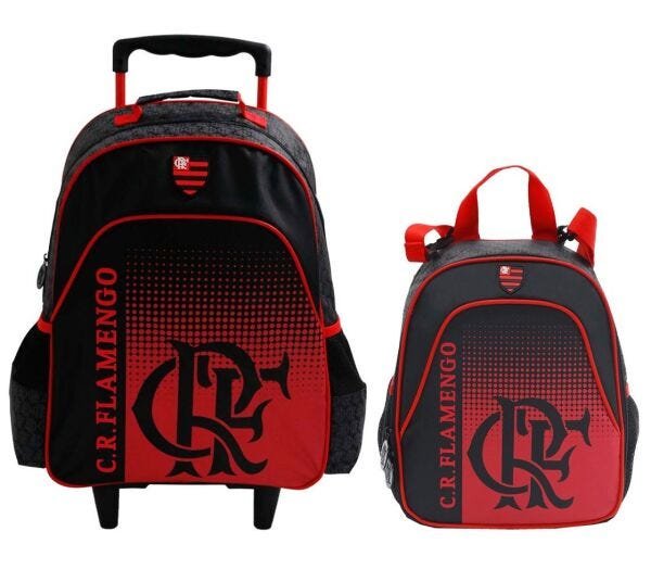 Mochila Escolar De Rodinha Flamengo Mengao Lancheira T Rmica Preto