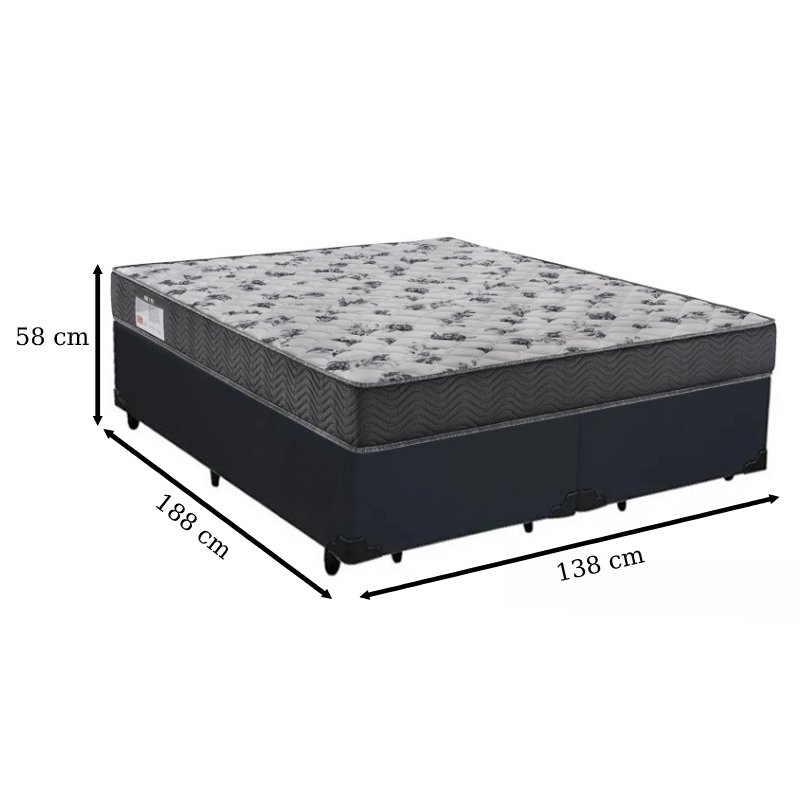 Cama Box Casal Bipartido Tecido Sint Tico Preto Colch O De