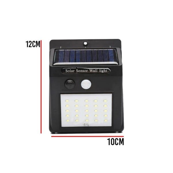 Luminária Solar Parede 25 LEDs Externa Kit 10 Unidades Sensor de