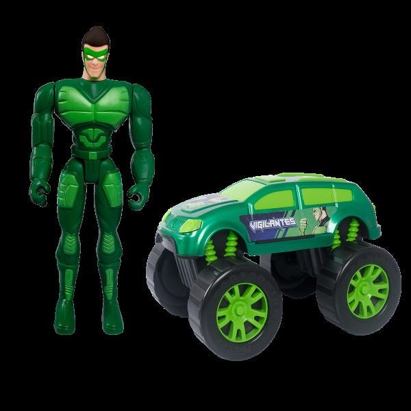 Boneco Com Carro Super Vigilante Verde - Mielle