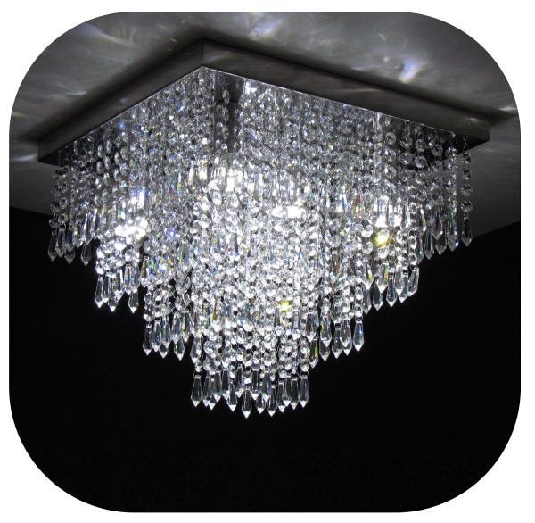 Plafon Luminária de Cristal Egípcio Asfour E42 Base 40x40cm Cheio