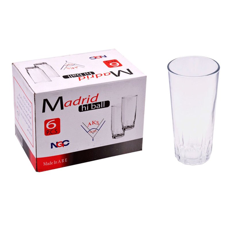 Jogo 6 Copos De Vidro Transparente Madrid Hiball 290ML MadeiraMadeira