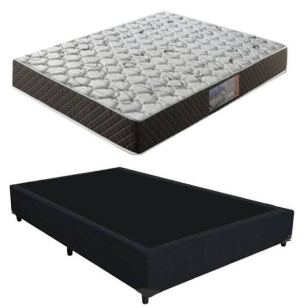 Cama Box Casal Suede Preto Colch O Athenas Molas Bonnel Madeiramadeira