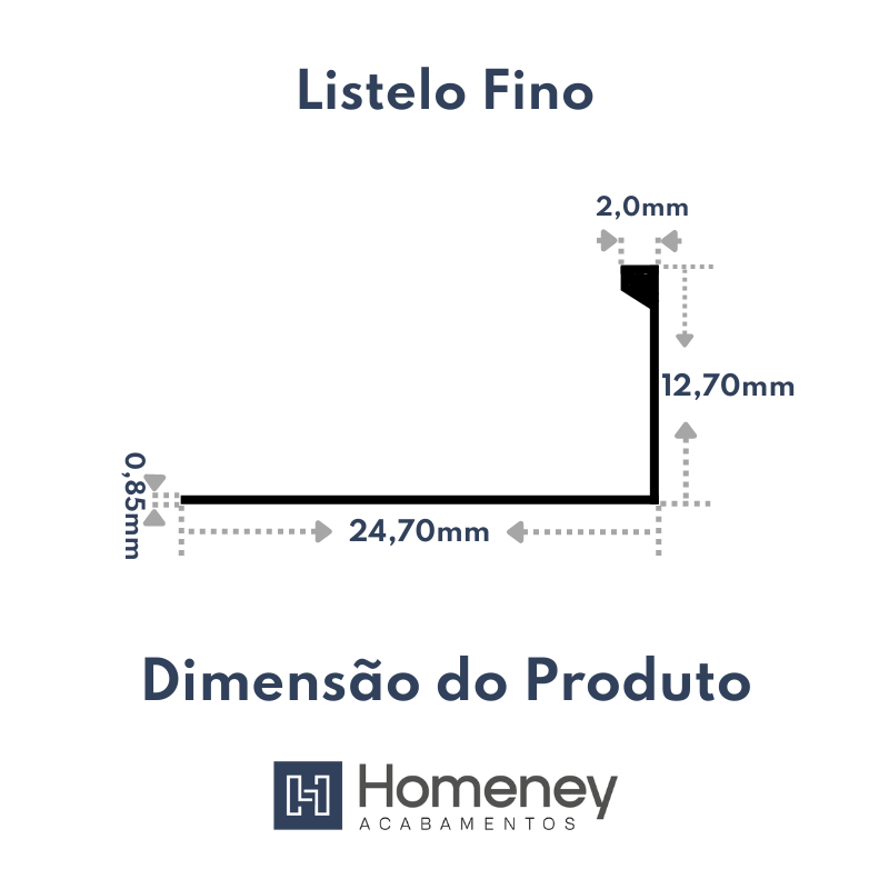 Listelo Fino Decorativo em Alumínio 3mmx10mm Homeney Preto 1m