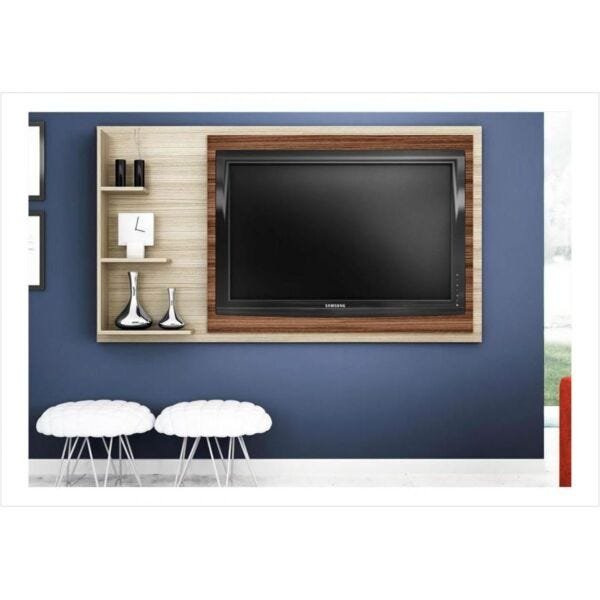 Painel Honduras Para TV LED Poliman Rovere Amendoa MadeiraMadeira