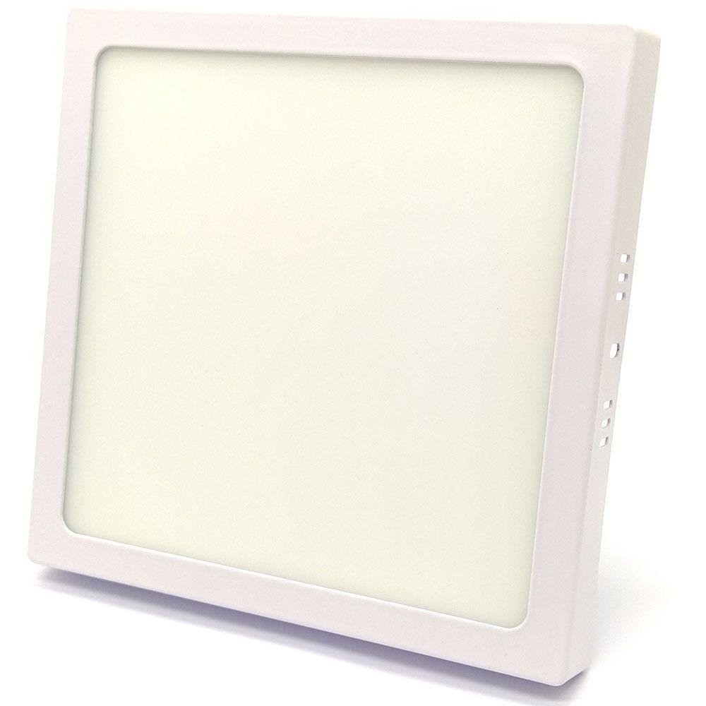 Plafon Led Sobrepor Quadrado Leitoso 18w 6500k Branco MadeiraMadeira