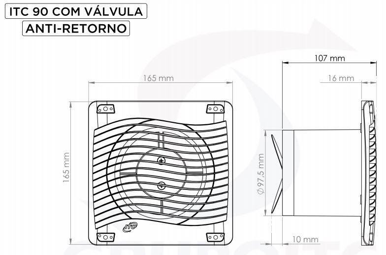 Exaustor de Ambientes Itc 90 Válvula Anti Retorno MadeiraMadeira