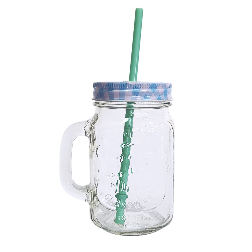 Caneca Vidro Tampa Canudo Jarra Cerveja Drink Mason Jar Madeiramadeira