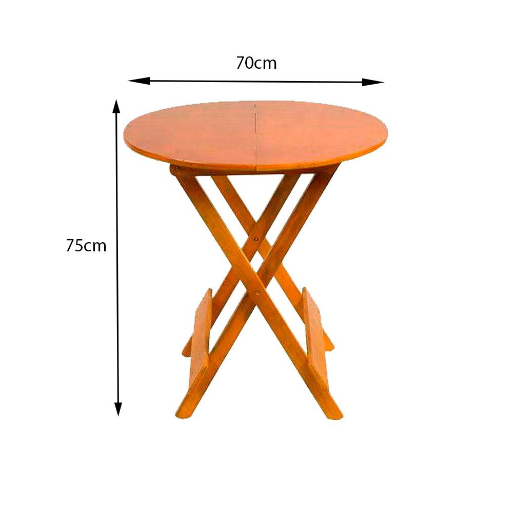 Kit 4 Jogos de Mesa Dobrável 4 Cadeiras Tampo Redondo 70x70 Mel
