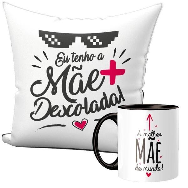 Kit Almofada E Caneca Dia Das Mães Mãe Descolada MadeiraMadeira