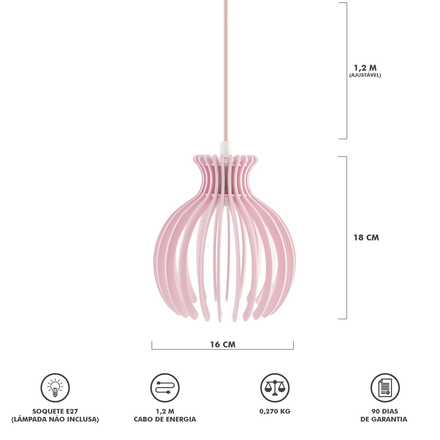 Lumin Ria Pendente Madeira Nacar Cm E Sala Unidades Rosa Claro