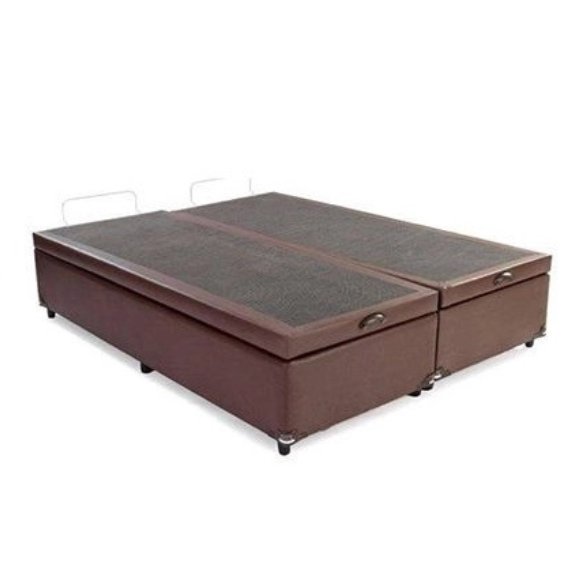 Cama Box Ba Queen Bipartido Bello Box Tecido Sint Tico Marrom