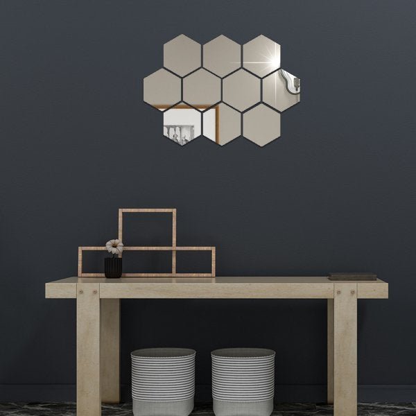 Espelho em Acrilico de Decorativo Parede Hexagonal 10 Peças