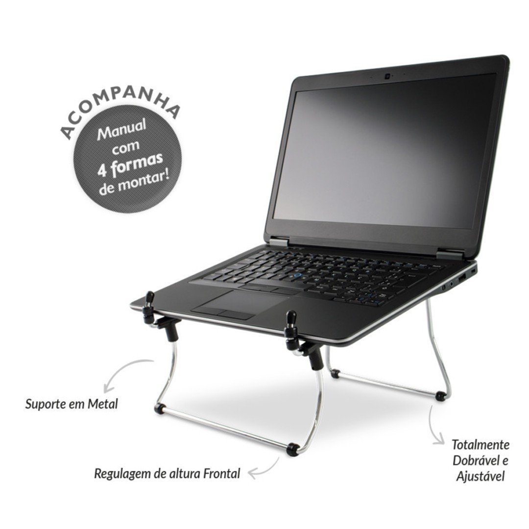 SUPORTE ERGONÔMICO METÁLICO PARA NOTEBOOK NR17 STEEL CROMADO