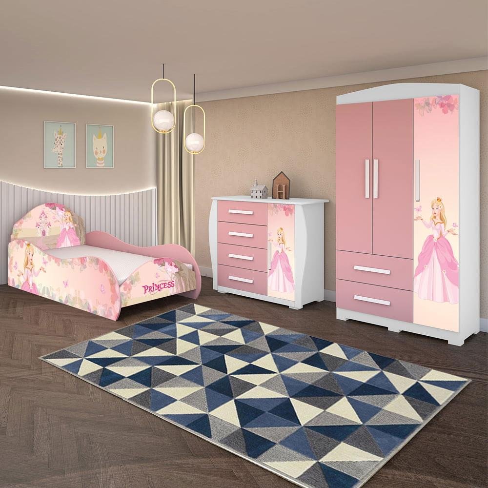 Jogo De Quarto Infantil Princesa Encanto Rosa Madeiramadeira