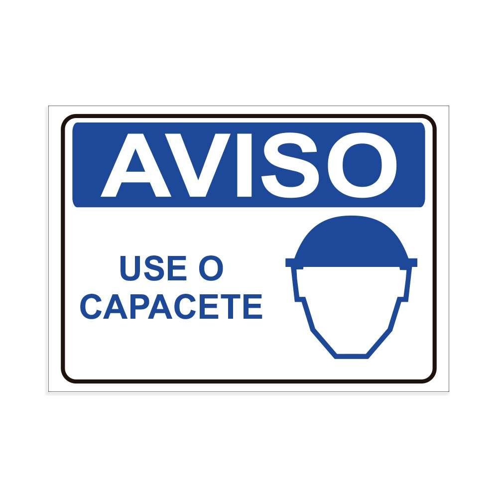 Placa de Sinalização Aviso Use Capacete em Pvc MadeiraMadeira