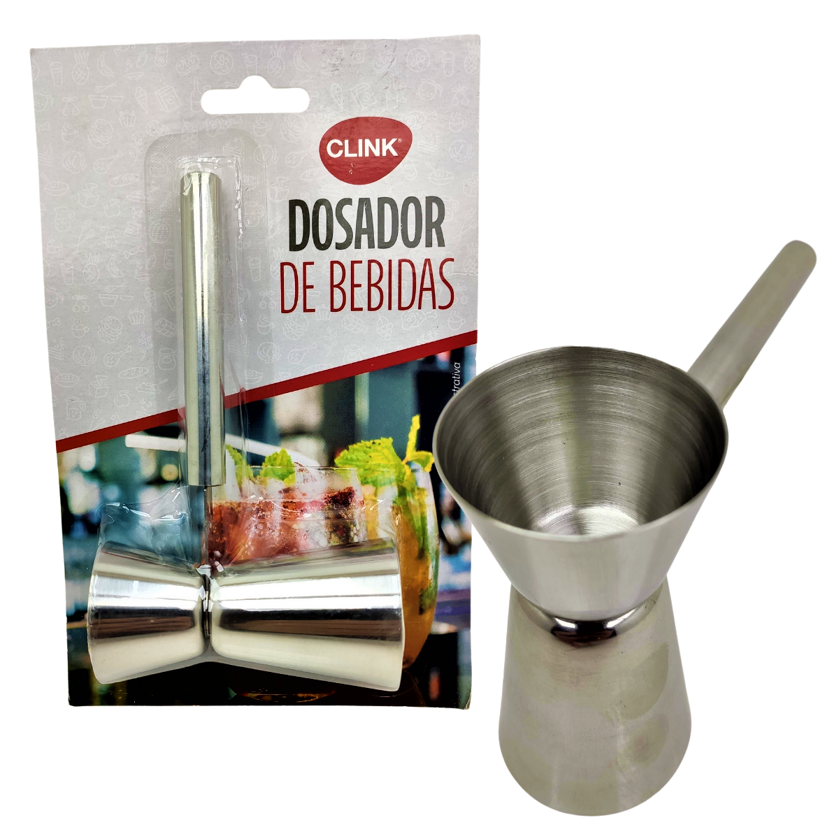 Dosador de Bebidas Duplo Aço Inox Cabo Medidor Dose Drink Coquetel