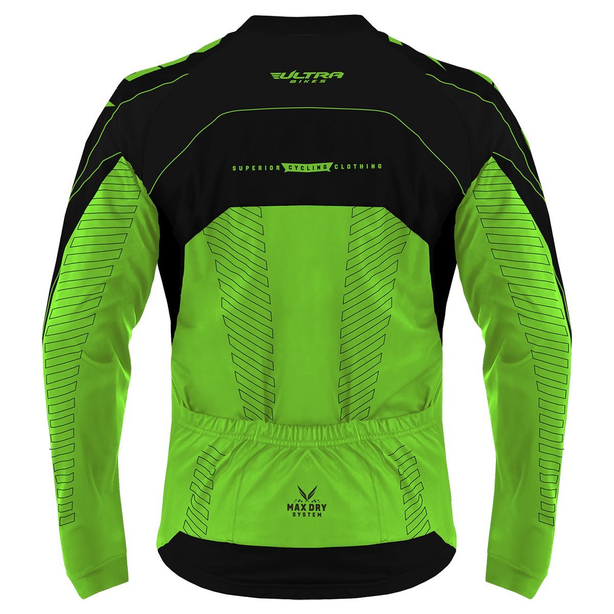 Camisa Ultra Bikes Ciclismo Max Dry Manga Longa Verde Preto Tam M