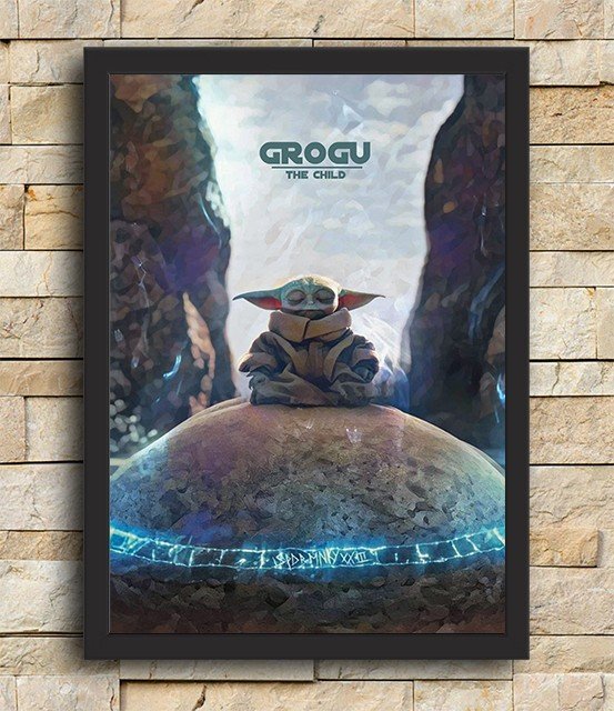 Quadro Moldura Star Wars Grogu Baby Yoda Pequeno Ingl S