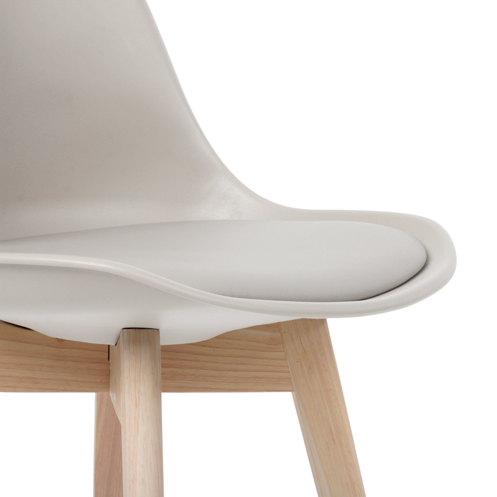 Cadeira De Jantar Leda Design Eames Wood Estofada Nude MadeiraMadeira