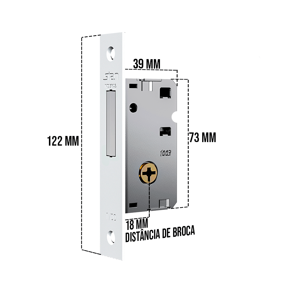 Fechadura Auxiliar Tetra Porta Externa Chaves Branco Stam