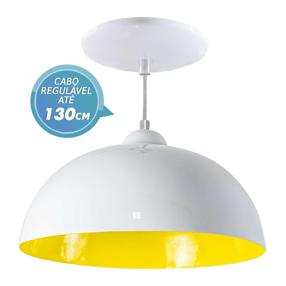 Pendente Meia Lua Cm Em Alum Nio Branco Interior Amarelo St