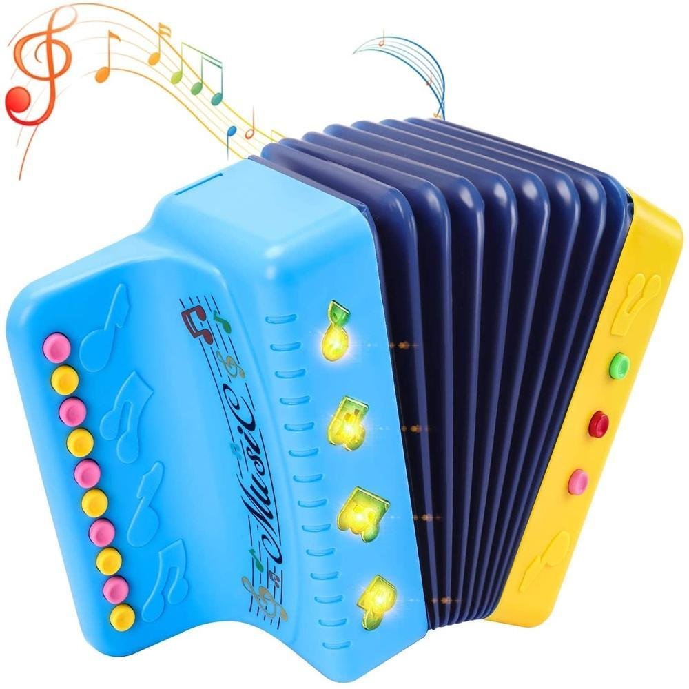 MINI Sanfona Acordeon Gaita INFANTIL 3 BAIXOS LUZ E SOM BRINQUEDO