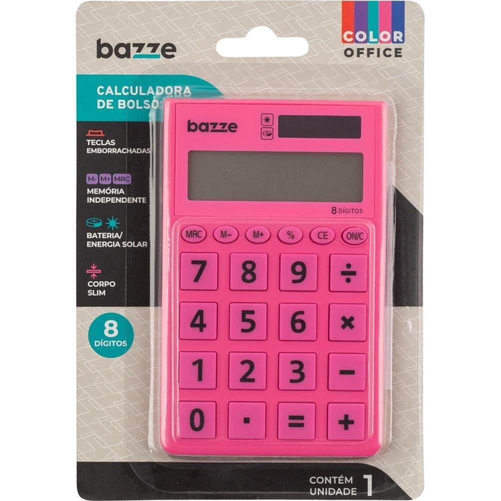 Calculadora De Bolso 8 DIG Bazze Rosa MadeiraMadeira