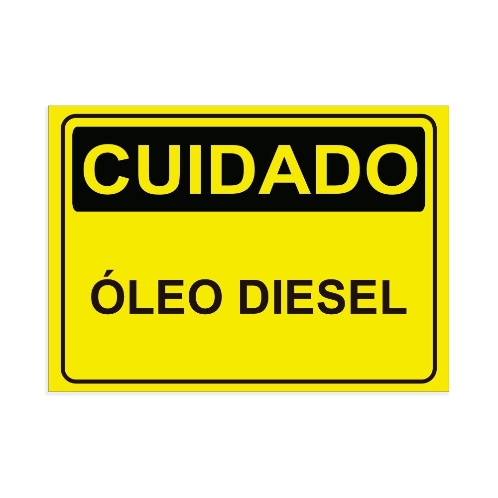 Placa de Sinalização Cuidado Óleo Diesel em Pvc MadeiraMadeira