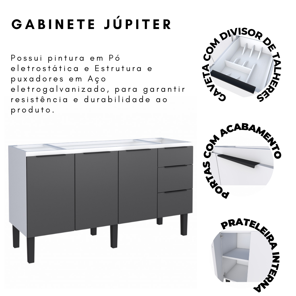 Gabinete A O Pia Cozinha J Piter Preto Cozimax Madeiramadeira