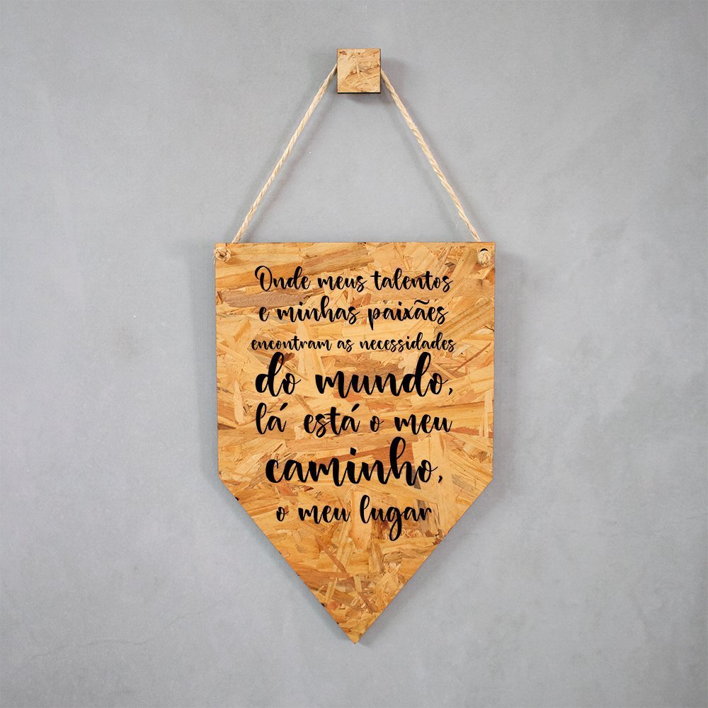 Placa Decorativa OSB Corda Sisal Mundo 25x35cm MadeiraMadeira