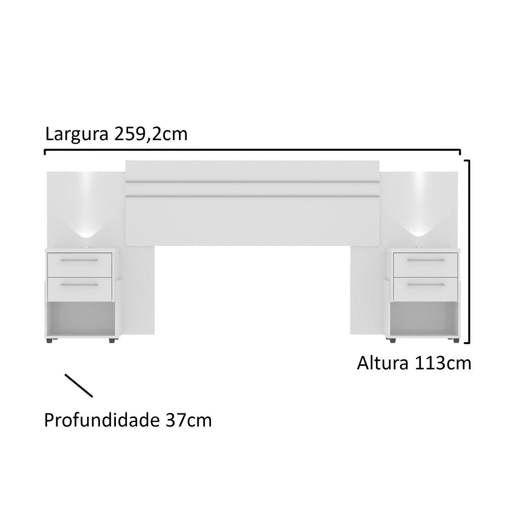 Cabeceira Expansível para Cama de Casal ou Queen Nicho e Led