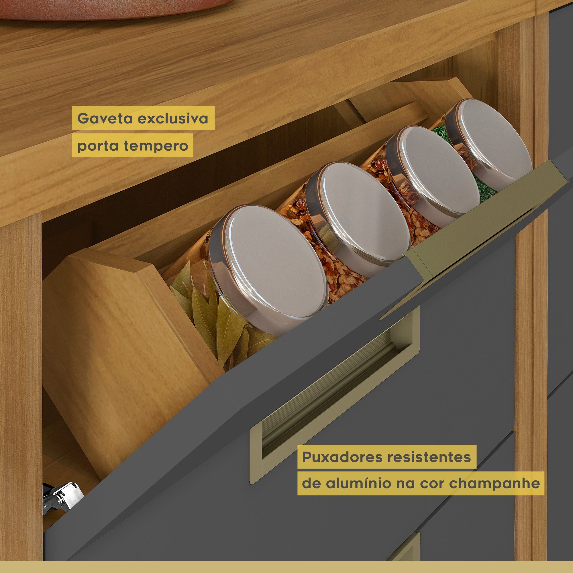 Cozinha Modulada Ângulo 9 Peças 4 Balcões 4 Aéreos 1 Paneleiro