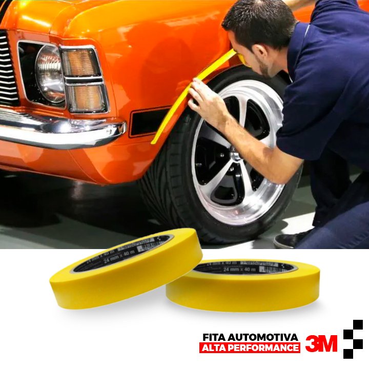 Fita Crepe Automotiva 3M Alta Performance Média 24mm x 40m Amarela