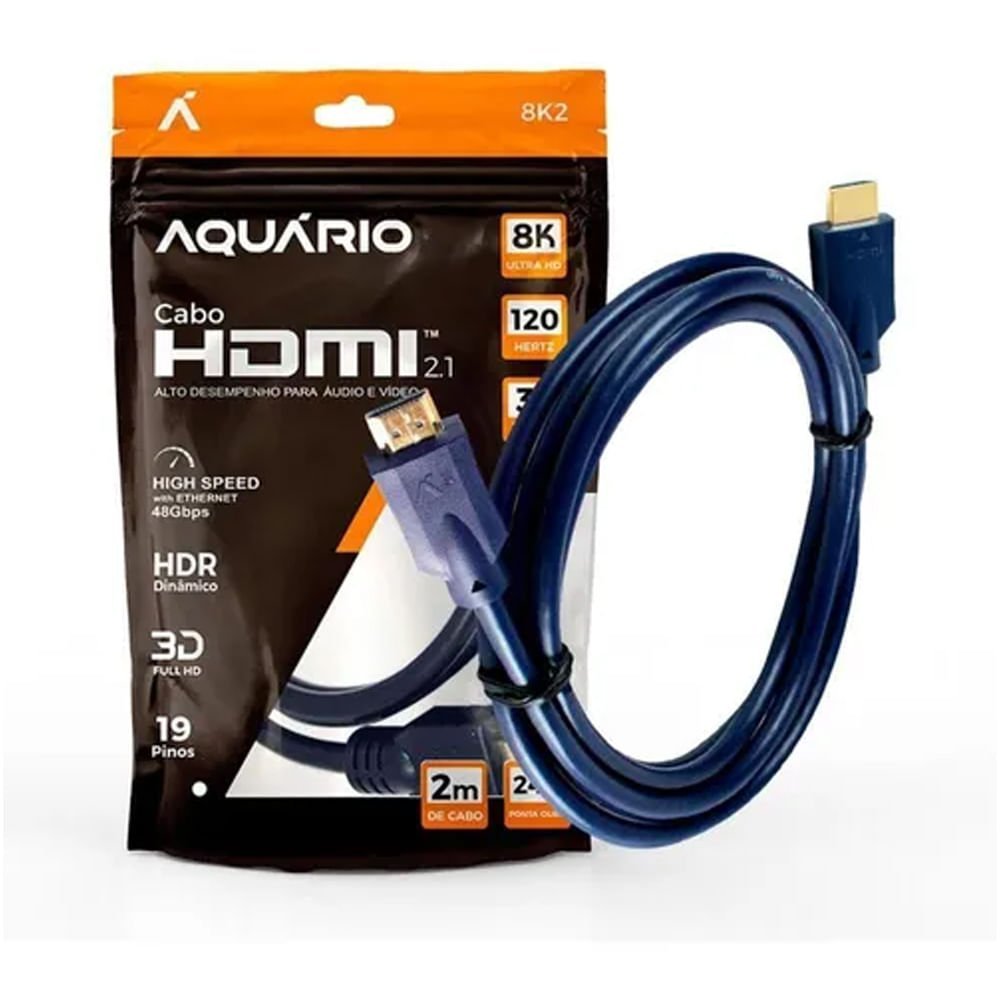 Cabo Hdmi 8k 2 1 Ultra Hd Gold Hdr Dinâmico 2 Metros MadeiraMadeira