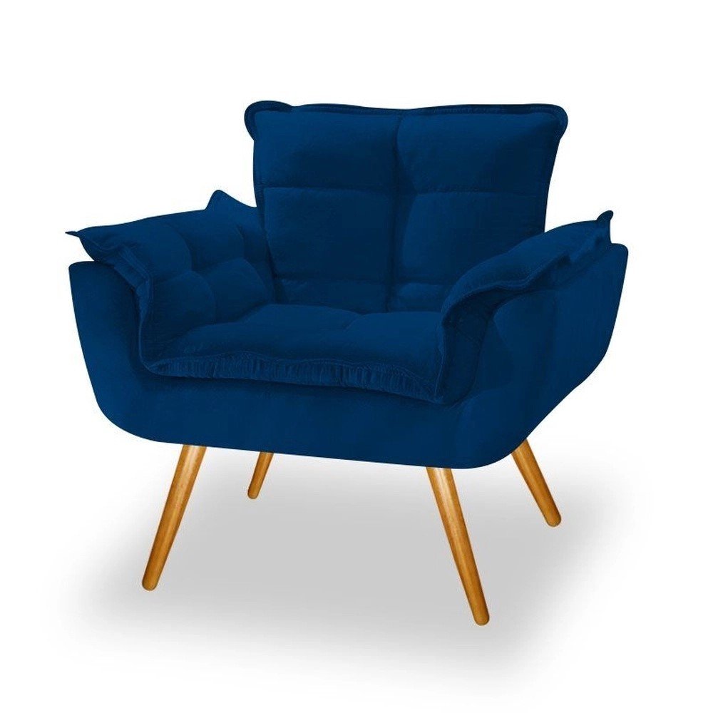 Poltrona para Sala Recepção Opala Suede Azul Marinho MadeiraMadeira