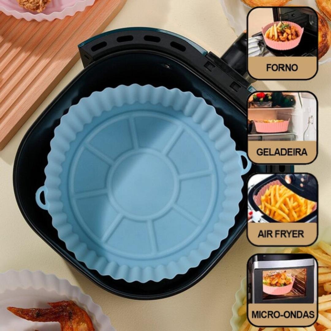 Kit 3 Forma Silicone Air Fryer Forno Microondas Fritadeira MadeiraMadeira