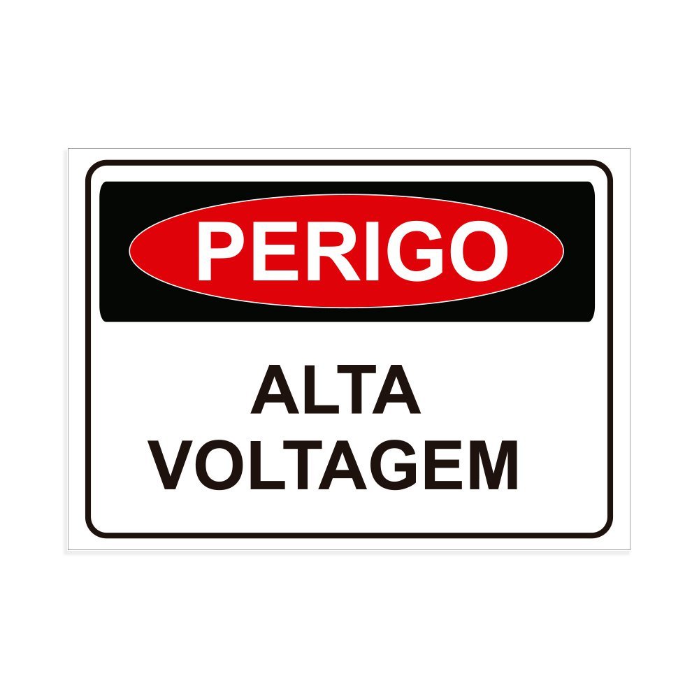 Placa de Sinalização Perigo Alta Voltagem em Pvc MadeiraMadeira