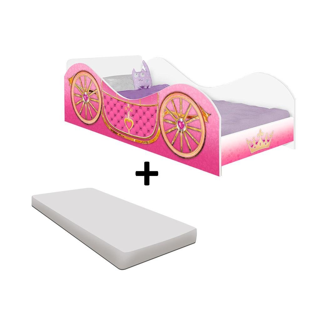 Cama Infantil Solteiro Carruagem Colch O Rosa Basoto Madeiramadeira