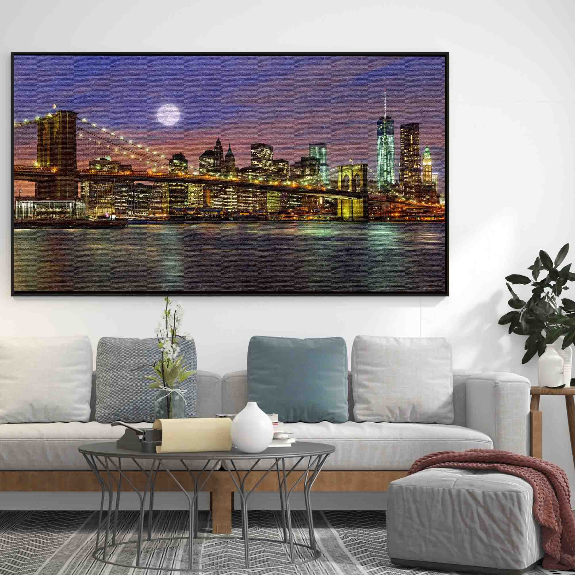 Quadro Decorativo Pontos Tur Sticos Ponte De Manhattan Colorido New