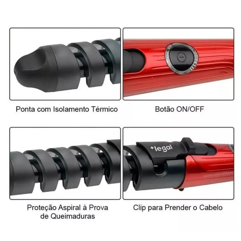 Modelador de Cachos Babyliss Cerâmica Bivolt Espiral MadeiraMadeira