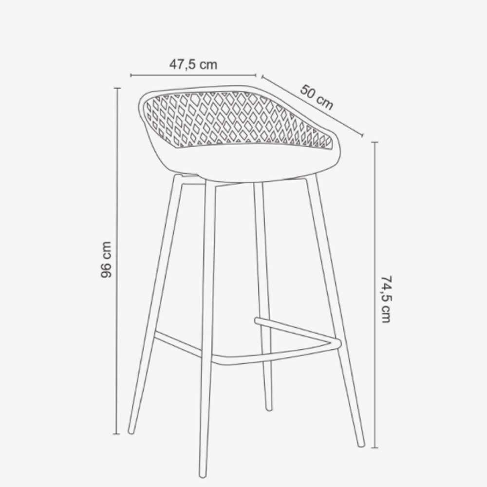 Kit 4 Banquetas Altas Clarice Sidera Rivatti Polipropileno Nude Base Metal Aço MadeiraMadeira